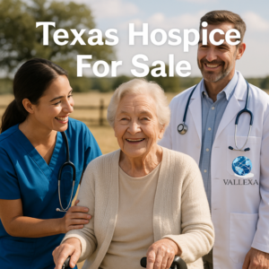 Smiling elderly woman with a nurse and doctor outdoors in Texas, representing a Medicare-certified hospice for sale in Denton County