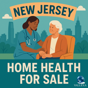Smiling nurse with elderly patient in New Jersey, symbolizing caring healthcare for sale.