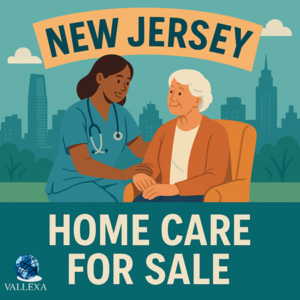 Smiling nurse with elderly patient in New Jersey, symbolizing caring healthcare for sale.
