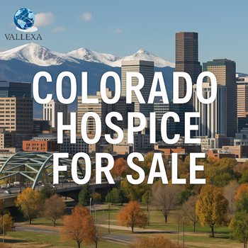 Nurse caring for elderly patient with Denver skyline and mountains in the background – Colorado hospice for sale